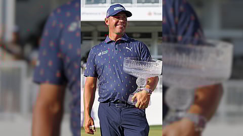 GARY Woodland reacts after completing a dramatic five-stroke triumph at the PGA Tour Houston Open on Sunday.