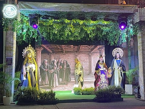 This Kalbaryo in Villena Street, Poblacion includes a LED wall with a video that plays on the background of holy images to depict a scene from the Passion of Christ.