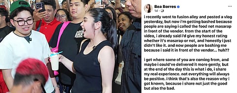 Online Personality Bea Borres gets bashed with her Fusion Alley food Vlog