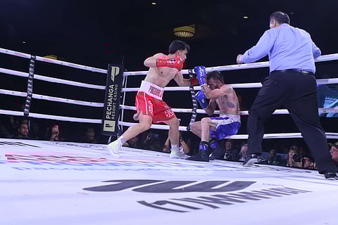 JIMUEL Pacquiao scores a second-round knockout win over Darrick Gates in their four-round lightweight clash at the Pechanga Resort Casino in Temecula, California on Saturday (Manila time).