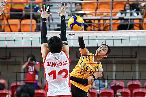 ANGE POYOS and the UST Golden Tigresses regain their groove en route to posting a 25-21, 26-24, 25-20 victory over the UE Lady Warriors in Season 88 UAAP women’s volleyball tournament on Sunday at the UST Quadricentennial Pavilion. 