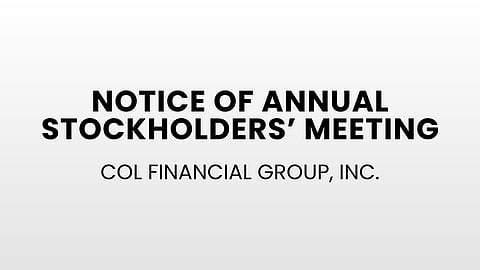 COL Financial Group, Inc. - Notice of Annual Stockholders' Meeting