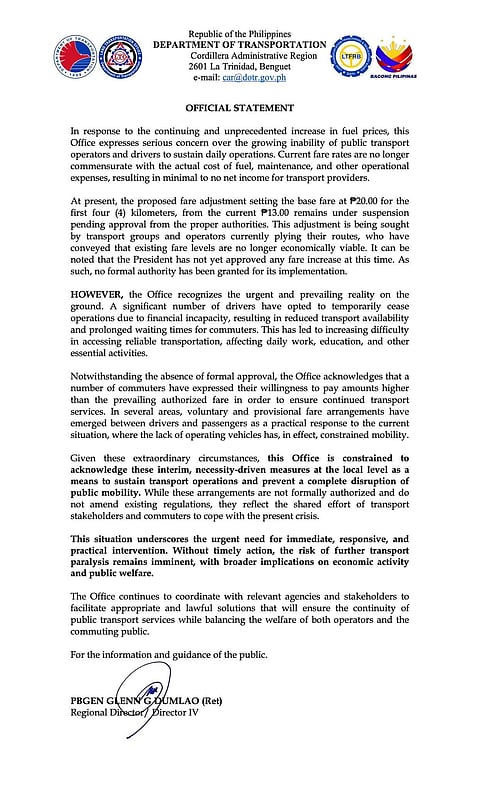 DOTr acknowledges ‘voluntary’ fare hikes as SFR stalls