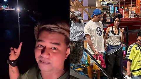 Left: A Lucena City resident stands along a dimly lit road, calling for improved street lighting as safety concerns continue to rise. Right: Lucena City Mayor Alcala seen hand in hand with rumored beau Kathryn Bernardo in Thailand.