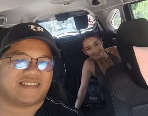 Photo of a TNVS driver with actress Xyriel Manabat posted on their social media platform with a lewd caption on Wednesday.