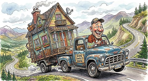 ‘IT was a relief seeing the truck take the house across the property,’ Melanie Moor said. 