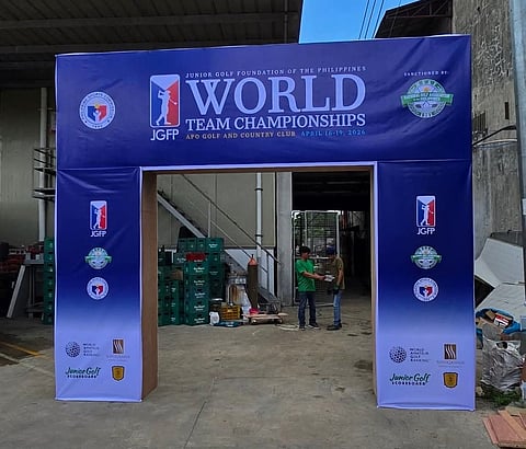 ARCHWAY of the JGFP World Team Championships is ready to be transported to Apo Golf and Country Club in Davao City.