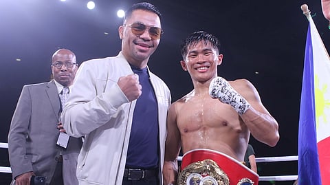 IBF champion Pedro Taduran gets precious pointers from the great Manny Pacquiao, who was at ringside when he stopped Mexican Gustavo Perez Alvarez over the weekend in Temecula, California.