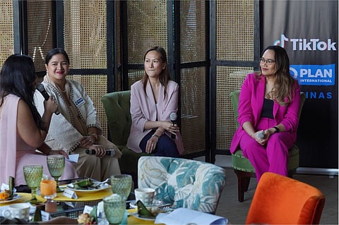 FROM left: Pebbles Sanchez-Ogang, executive director of Plan International Pilipinas; Irish Almeida, chief privacy officer of Globe Telecom; and Lyqa Maravilla, licensed professional teacher and content creator.