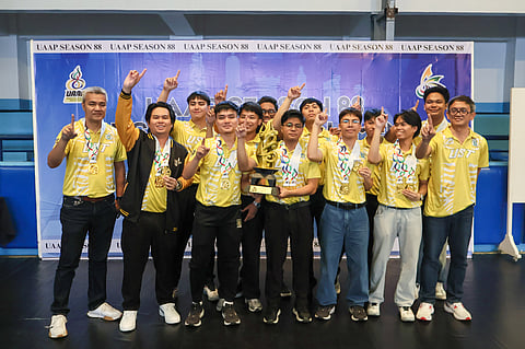 THE UST men’s team celebrates after ruling the UAAP Season 88 blitz chess championships last Sunday at the Adamson Gym.