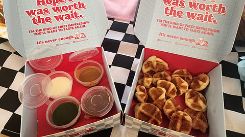 MINI croffles with a variety of dips.