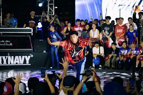 Izzy Johnson in full motion during the Red Bull Dance Your Style Philippines National Finals at Bridgetowne, Pasig, where he claimed the national title through crowd-decided battles.