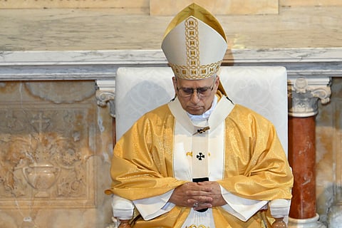 Pope Leo XIV leads a mass at the basilica of St. Augustine in Annaba on the second day of an 11-day apostolic journey to Africa, on 14 April 2026.
