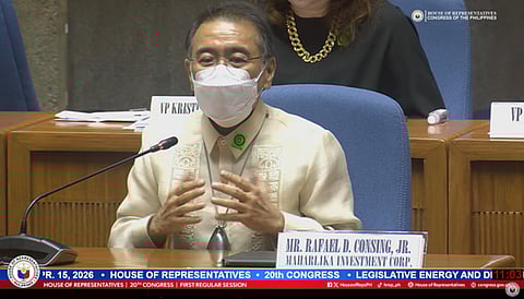 MIC President and CEO Rafael D. Consing Jr. in a press conference on 15 April.