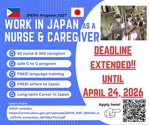 Embassy of Japan in the Philippines announces extended application period on 15 April. 