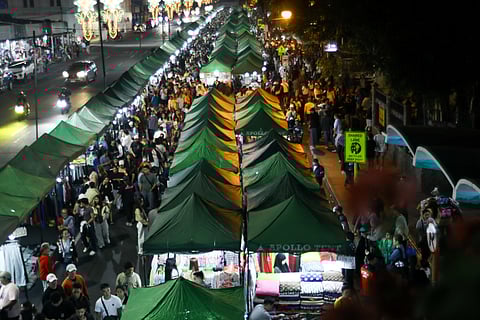 Various tents selling souvenirs, thrifted goods, and food are seen standing along Harrison Road, Baguio City on Friday, 18 April, 2026.| Aram Lascano