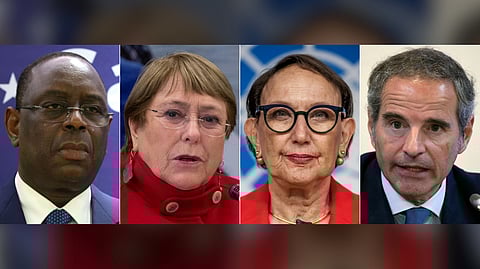 THE four candidates vying to succeed UN Secretary-General Antonio Guterres are (from left) Senegal’s president Macky Sall, former Chilean President Michelle Bachelet, Secretary-General of the United Nations Trade and Development Rebeca Grynspan, and the director general of the International Atomic Energy Agency, Rafael Grossi.