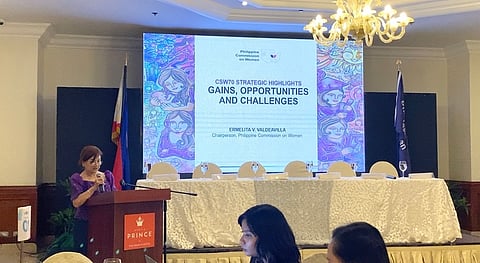 The Philippine Commission on Women (PCW) Chairwoman Ermelita V. Valdeavilla, in the 70th Session of the Commission on the Status of Women on 20 April.