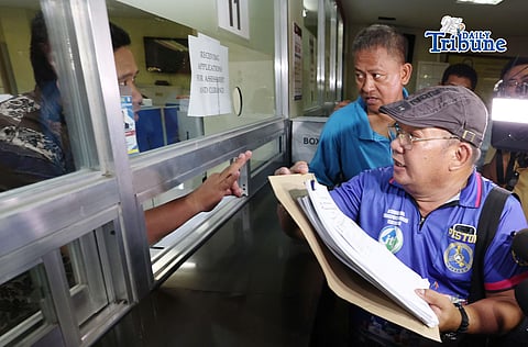 
(April 20 2026) Members of transport group PISTON file a P10 fare increase petition at the LTFRB in Quezon City on Monday, April 20, 2026, amidst the high fuel prices. Photo/Analy Labor
