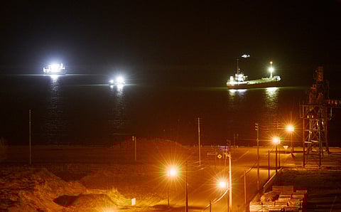 Boats are seen off shore around Tokachi Port in Hiroo Town, Hokkaido on April 20, 2026, following a tsunami warning after an earthquake off the coast earlier in the day. Japan issued a special advisory on April 20 warning of an increased risk of earthquakes at magnitude 8.0 or stronger, after a powerful jolt rattled the country's north and prompted a tsunami warning.
