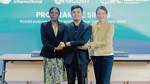 AT THE Memorandum of Understanding signing of Ant International, IFC and GCash (from left) IFC East Asia and the Pacific regional advisory manager for Financial Institutions Group Christina Ongoma; GCash group head for New Businesses Winsley Bangit; and Ant International vice president and head of Global Affairs and Strategic Development Carrie Suen