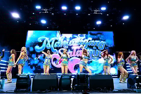 AIAH Gwen, Jhoanna, Colet, Maloi, Mikha, Sheena and Stacey of BINI perform at the Mojave Tent during the 2026 Coachella Valley Music and Arts Festival.