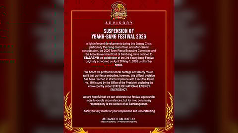 Bambang suspends festival amid economic crisis