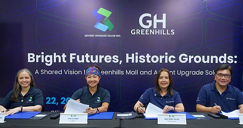 Advent Upgrade Solar and Ortigas Land Corporation signs power purchase agreement. 

(L-R) AdventEnergy VP - Retail Sales & Services Catherine Del Villar-Pasilaban and Upgrade Energy Philippines President & CEO and AUSI Chairperson Ruth Yu-Owen signs a 20-year PPA, which includes the installation and utilization of a solar PV system, with Ortigas Land, represented by VP and Head of Ortigas Malls Arch. Renee Bacani and Chief Finance Officer Davee M. Zuniga.