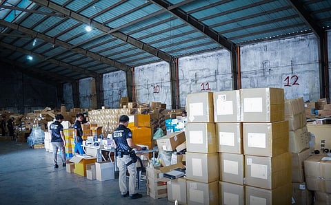 VARIOUS illegal goods inside a warehouse in Valenzuela City — including vape-related products, machinery, electronic devices and pharmaceutical products — are seized by authorities during an operation by the Bureau of Customs in close coordination with the Philippine National Police.