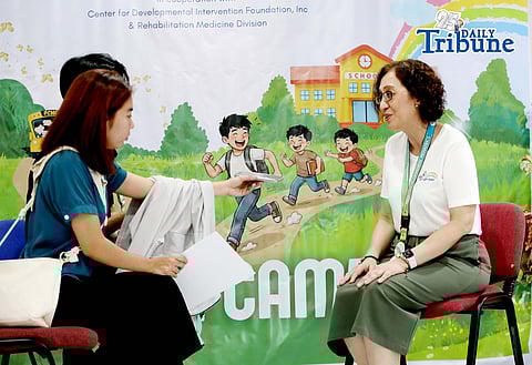 (April 25 2026) Philippine Children’s Medical Center (PCMC) Neurodevelopmental Pediatrics head Dr. Ermenilda Avendaño being interviewed with the Daily Tribune reporters during the Philippine Children’s Medical Center 3rd Autism Camp launching, a series of lectures and workshops for parents, a community effort that brings together families, health professionals, and advocates in one setting. And also to support, Inspire, Nurture: Autism Empowering Guardians, held at PCMC hospital in Quezon City on Saturday April 25 2026. Photo/Analy Labor