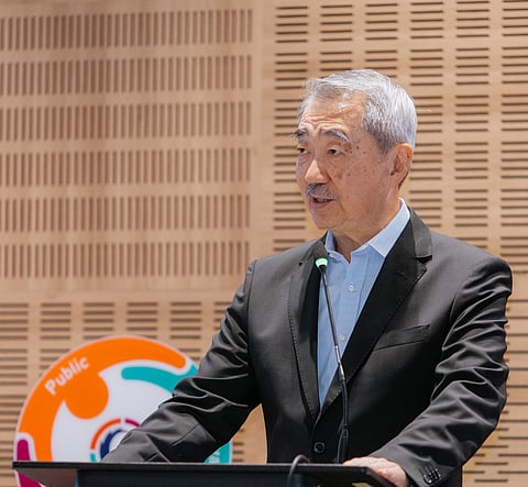 HANS T. Sy, chairman of ARISE.PH, speaks at the annual general membership meeting of the DRRR network on 26 March 2026. 