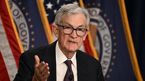 US Federal Reserve Chairperson Jerome Powell speaks during a press conference following the Federal Open Market Committee meeting at the Federal Reserve Board Building in Washington, DC. The two-day meeting, starting Tuesday, could be Powell’s last at the helm of the independent institution.