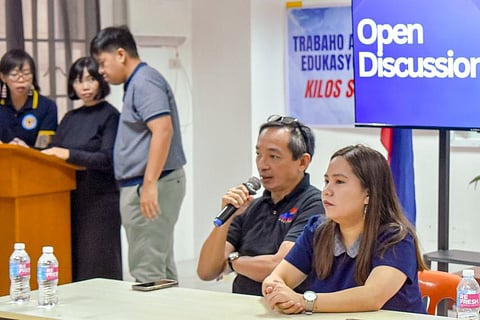 ACT Teachers Partylist Rep. Antonio Tinio during the launch of the KILOS SHS Network which seeks to prohibit the implementation of the DepEd's Strengtehened Senior High School Curriculum for school year 2026-2027