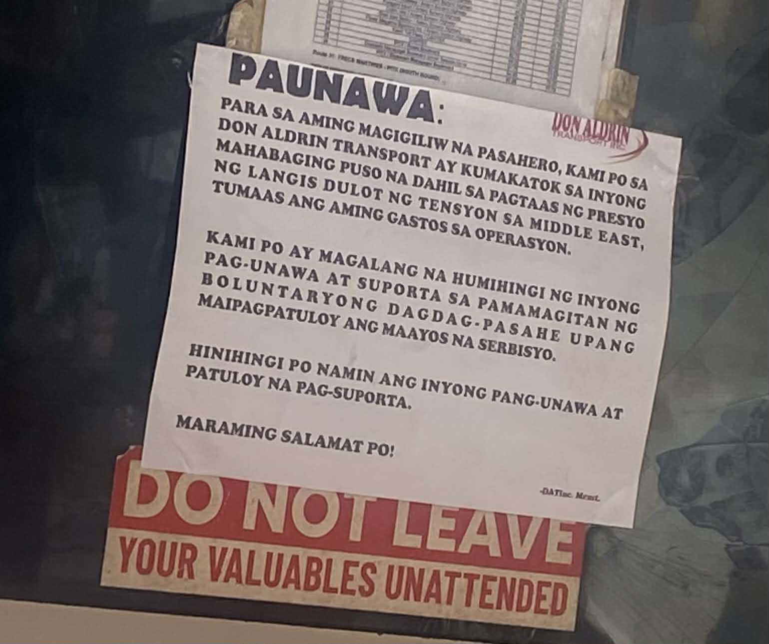 Bus operators on the Cavite–Pasay route appeal for voluntary fare increases, with some commuters willing to give extra while others expect clearer government support for transport workers.