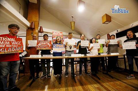 (April 29 2026) Union leaders held a press conference on wednesday April 29 2026,  to announce their protest to be held on May 1st, at the Mendiola in Manila to call for minimum increase and for the benefits. Photo/Analy Labor