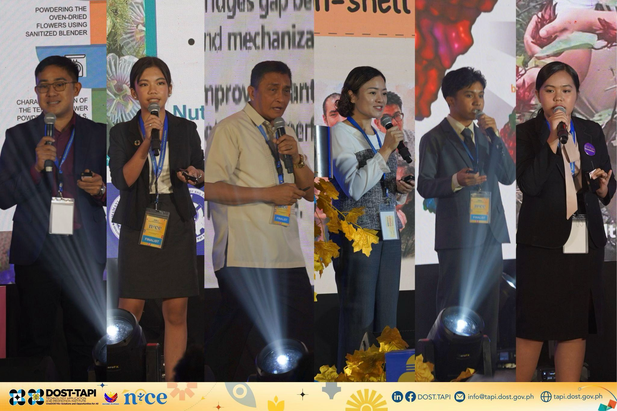 IN PHOTO: 2026 NICE Pitching Session (from left to right) Mr. John Joseph D. Zarate (Northern Luzon Cluster); Ms. Rehyle Gaile S. Palma (Visayas Cluster); Engr. Joseph O. Golingay (Visayas Cluster); Ms. Alvie Asuncion Astronomo (NCR Cluster); Mr. Charly David Manuel (Northern Luzon Cluster); and Ms. April Anne Vino (Mindanao Cluster).
