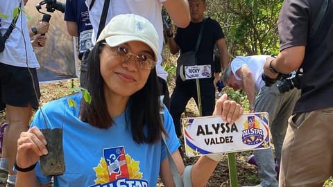 ALYSSA Valdez of Creamline and other PVL stars join the tree-planting activity ahead of the 2026 Volleyball All-Star Showcase on Friday at the Candon City Arena in Candon, Ilocos Sur.