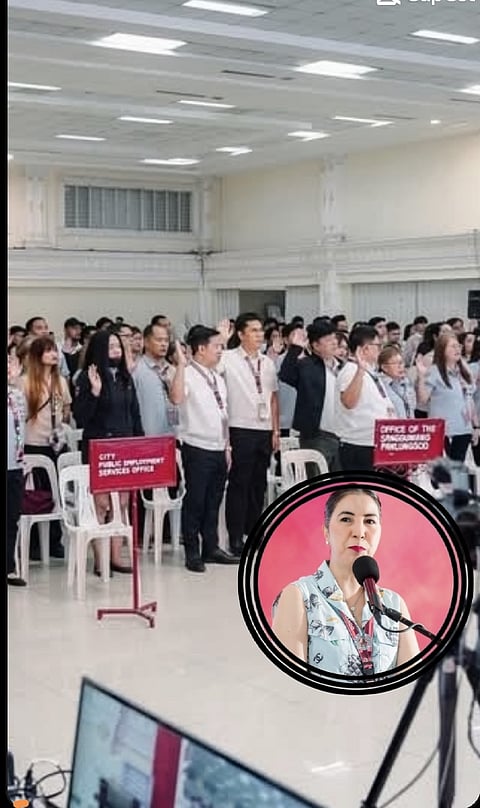 San Fernando City Mayor Vilma Balle-Caluag reports key accomplishments and updates, including the employment of 77 Fernandinos, during the flag-raising ceremony, May 4.