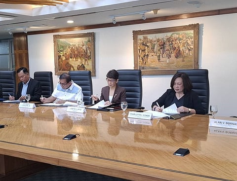 (From left to right) Signing the Memorandum of Understanding (MOA) were DOST Undersecretary for Regional Operations Engr. Sancho A. Mabborang, DOST Secretary Dr. Renato U. Solidum Jr., Land Bank of the Philippines President and CEO Lynette V. Ortiz, and Executive Vice President Charlotte I. Conde. (Photo from: Beck Madeja Velasquez | Facebook). 