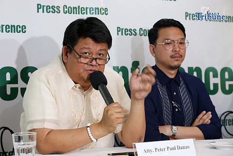 Atty. Manases Carpio’s Legal Team, Atty. Peter Paul Danao and Atty. Neil Abayon hold a press conference to address and respond to media queries regarding the recent developments involving the alleged issuance of LOA and the HCOJ vote not to open the box allegedly containing Income Tax Return (ITR) documents of Vice President Sara Duterte, and to clarify the legal position of Atty. Carpio’s camp on the matter, held in Quezon City on Monday May 4 2026.
