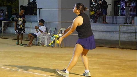 JAMIE Nathalie Carmona marches to the quarterfinals after posting a 6-4, 4-6, 10-4 win over Luigi Beatrice Mongcal in the girls’ U18 division of the Philta Age Group Championships at the San Carlos Tennis Center in Negros Occidental late Monday.