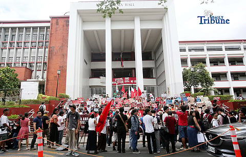 (May 05 2026) The UP community led by the UP Diliman University Student Council stage a walkout to call for justice for the Negros 19 victims, at Palma Hall Steps University of the Philippines Diliman Quezon City on Tuesday May 5 2026 ,  along with the family of Alyssa Alano one of the victim. Photo/Analy Labor
