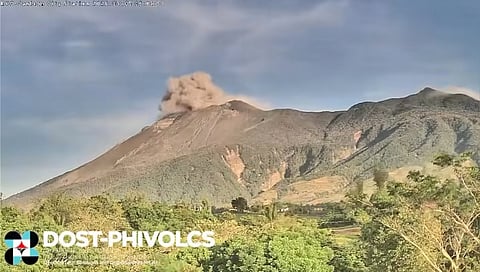 Screenshot from the sped-up camera footages of PHIVOLCS, recording ash emission from the Kanlaon Volcano summit crater at 5:32 a.m. and 6:01 a.m., 5 May.
