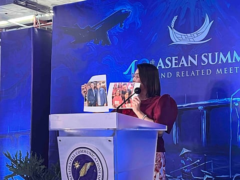 Usec. Claire Castro shows photo of Franco Mabanta with former President Rodrigo Roa Duterte.