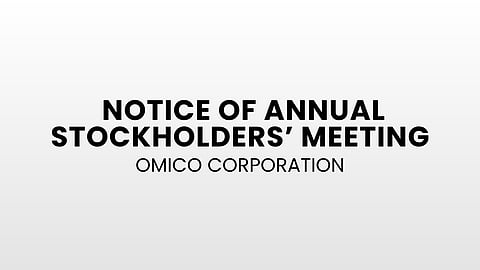 OMICO CORPORATION: Notice of Annual Stockholder's Meeting