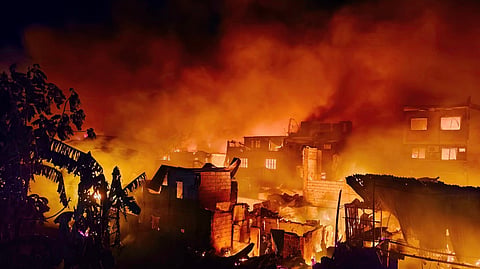 Photo from the fire in Lower Barangay San Antonio, Parañaque City late Wednesday, 11 P.M.