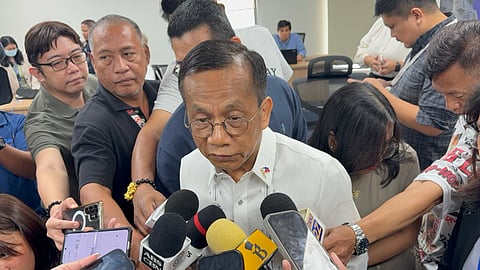 DEPDEV Secretary Arsenio Balisacan speaks to reporters following a Thursday, 7 May press conference at the Philippine Statistics Authority headquarters in Quezon City

