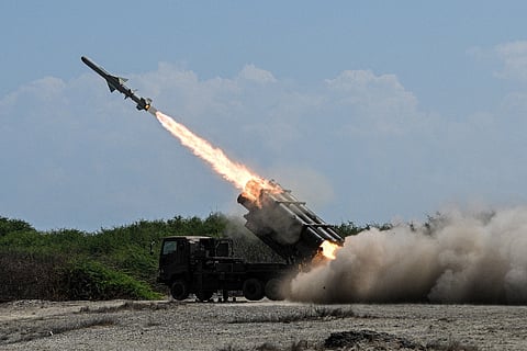 
Pacific warning A Japan Ground Self-Defense Force Type 88 surface-to-ship missile launcher fires across the sands of Paoay, Ilocos Norte, during the Balikatan maritime strike drills between Philippine and US forces on 6 May 2026. 
