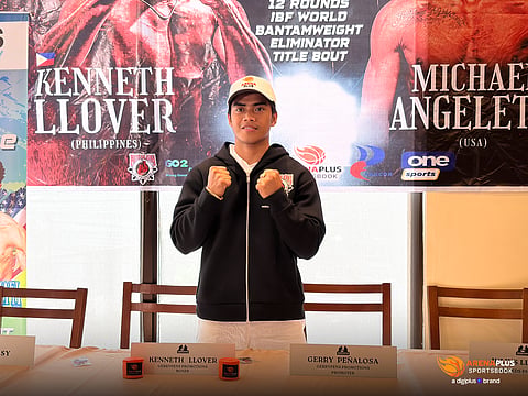 ARENAPLUS ambassador Kenneth Llover talks to the media in a pre-fight press conference.