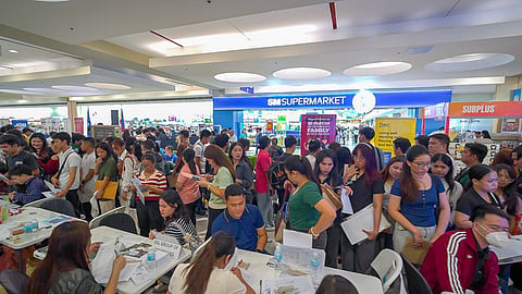HUNDREDS of job applicants flock to an SM Supermalls Labor Day job fair, where employers and government agencies offered employment opportunities and on-site application services for jobseekers nationwide.